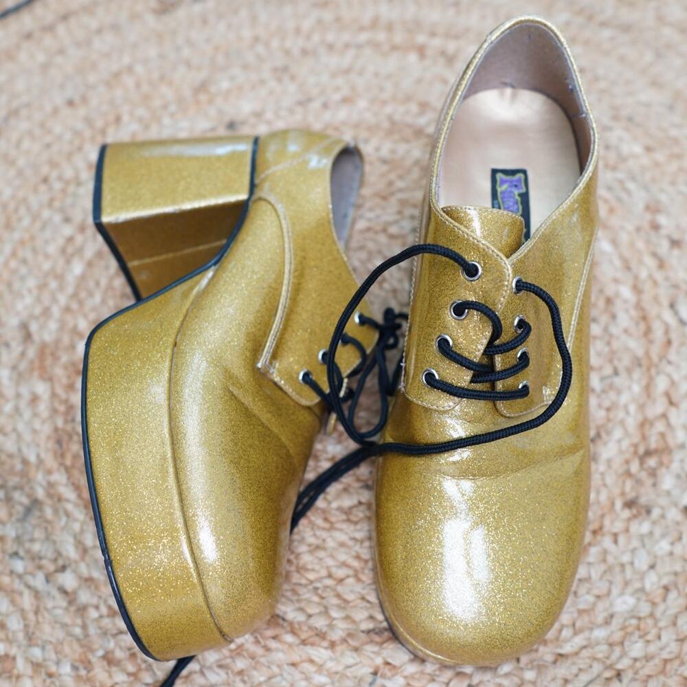 Funtasma Gold Glitter Platform Oxfords US 12 13